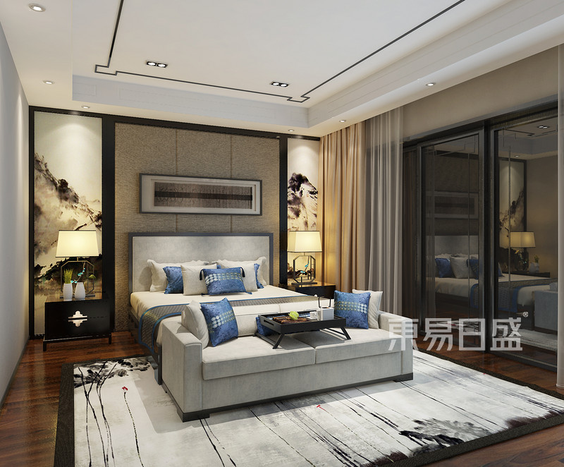 上海上海维诗凯亚500平新中式风格别墅卧室装修效果图