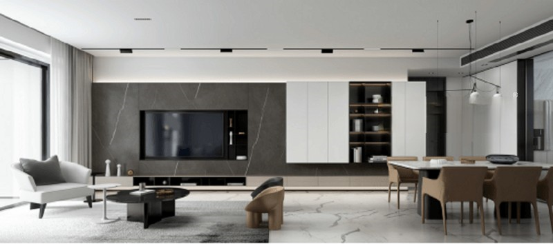上海龙湖天璞140平现代简约风格三居室客厅装修效果图