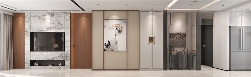 上海南汇新城海洋小区106平新中式风格三居室其他区域效果图