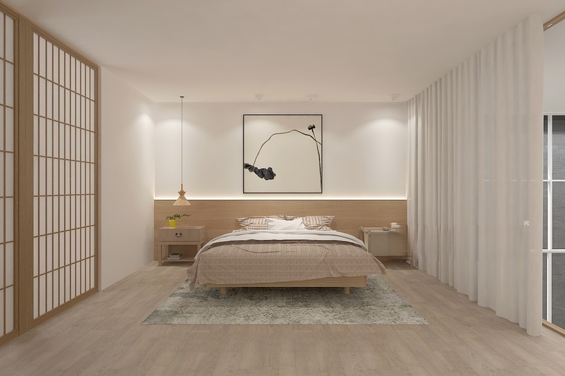 上海中南熙悦120平日式风格复式卧室装修效果图