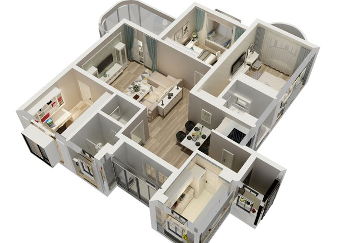 黄浦区金日世家 140平欧式风格公寓装修效果图