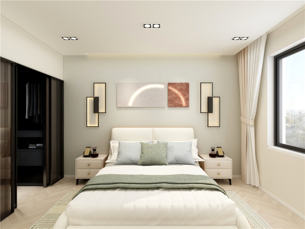 青浦区上海豪都国际花园92现代简约两室一厅卧室装修效果图