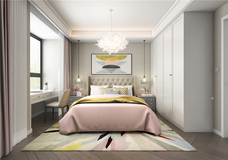 上海首创禧悦278平现代简约风格别墅卧室装修效果图