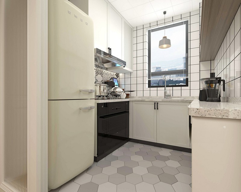 上海虹口金机小区60平现代简约风格二居室厨房装修效果图
