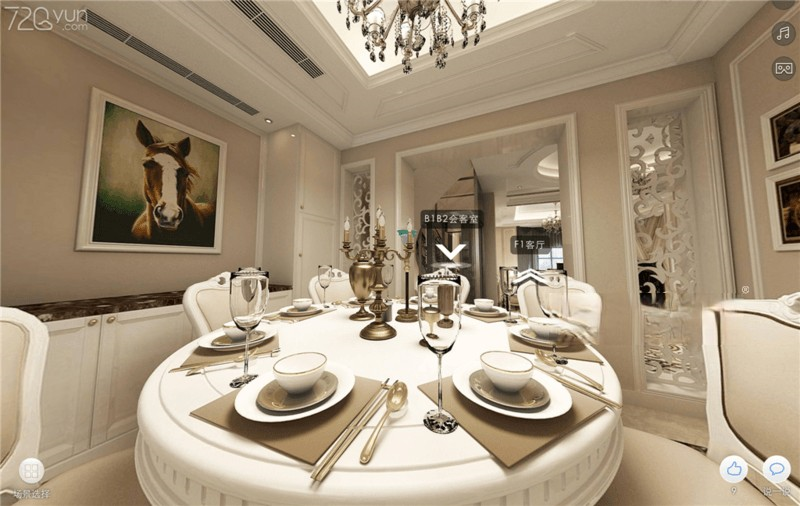 上海金大元御珑宫廷600平简欧风格别墅餐厅装修效果图