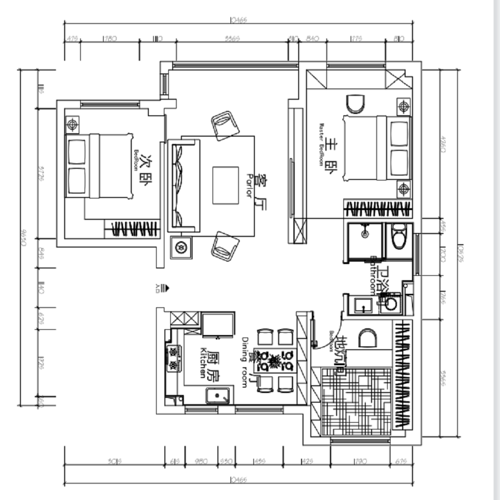 上海虹口金机小区60平二居室户型图