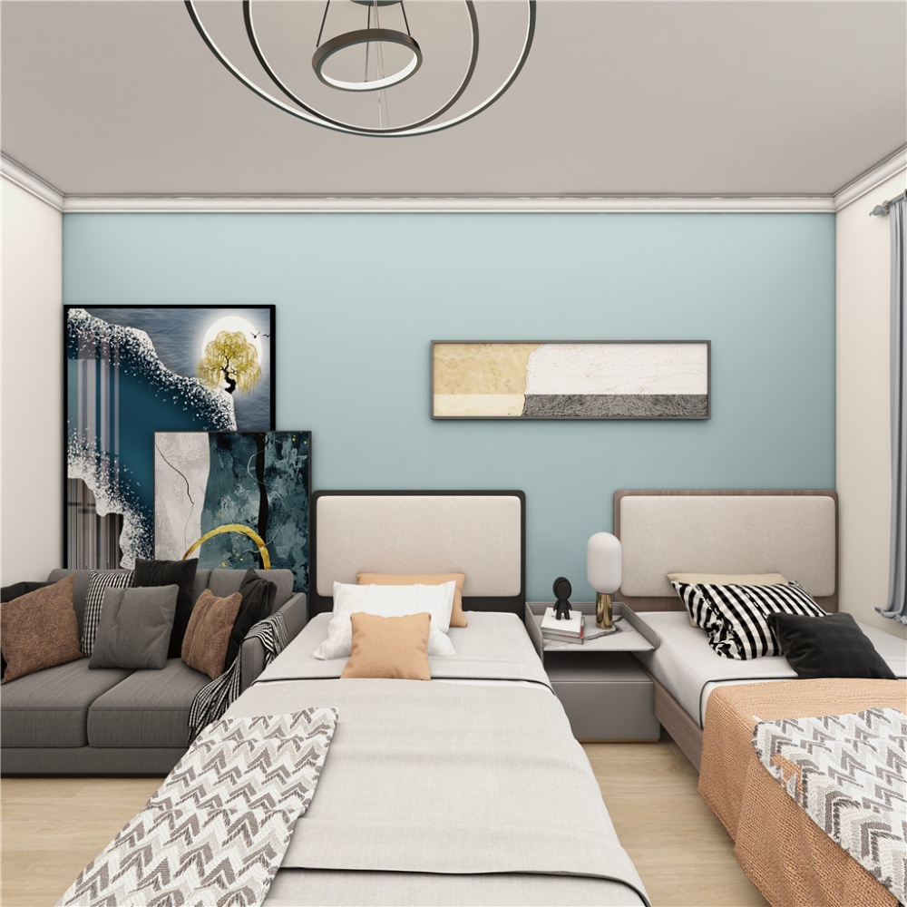 普陀区武威东路93现代简约两室一厅卧室装修效果图