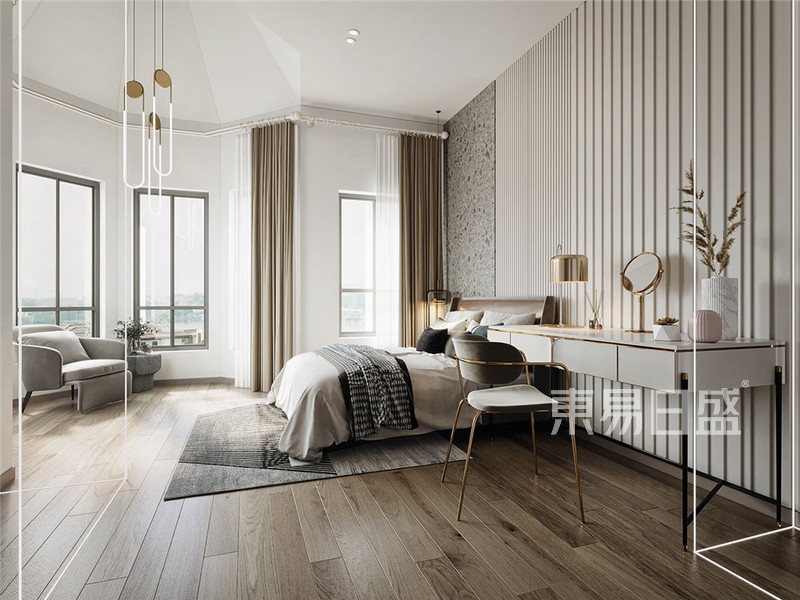 上海上海名仕世家120平现代简约风格三居室卧室装修效果图