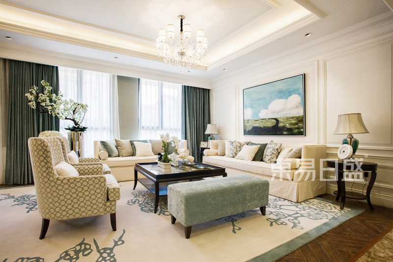 上海江门360平美式风格跃层客厅装修效果图