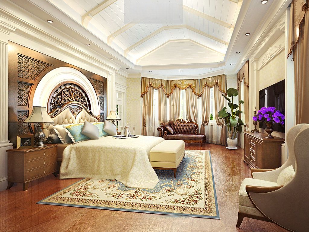 闵行区中星红庐300平法式风格大平层卧室装修效果图