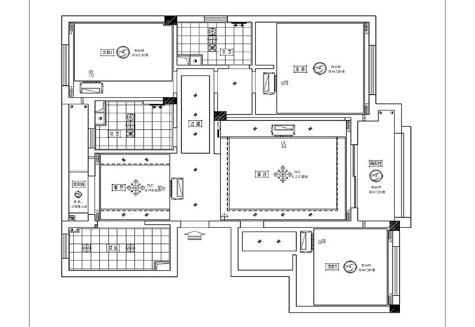 松江区绿地云雅园118平美式风格公寓装修效果图