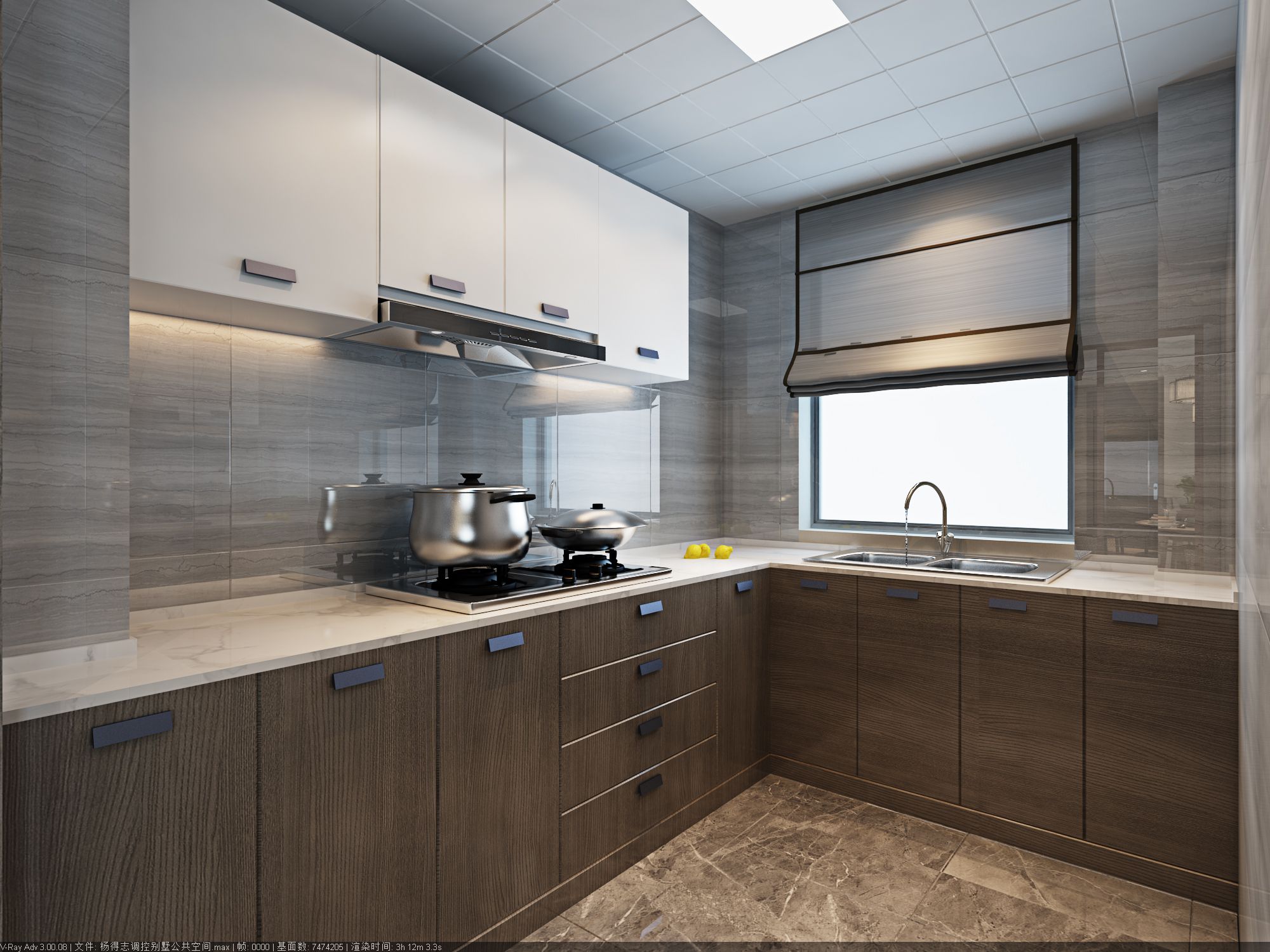 青浦区200平新中式风格联排别墅厨房装修效果图