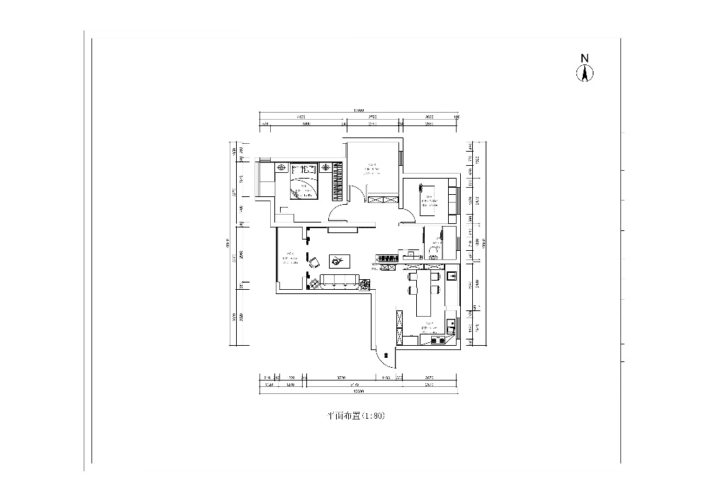 普陀区芝巷公寓110日式三室一厅房型图装修效果图