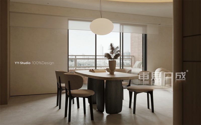 上海浦东东和公寓189平极简风格三居室餐厅装修效果图