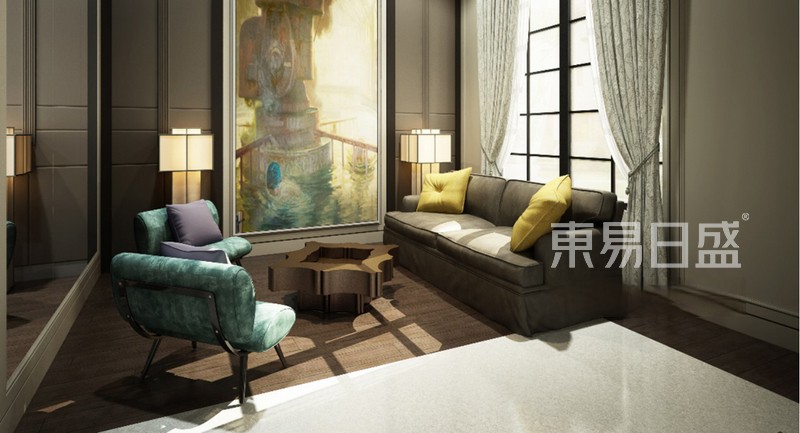 上海保利叶上海400平简欧风格别墅客厅装修效果图