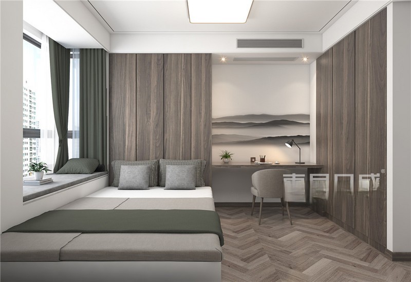 上海上海中鼎豪园110平现代简约风格住宅卧室装修效果图