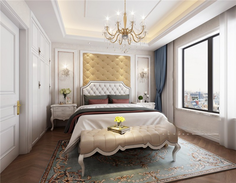 上海保集澜湾141平简欧风格住宅卧室装修效果图