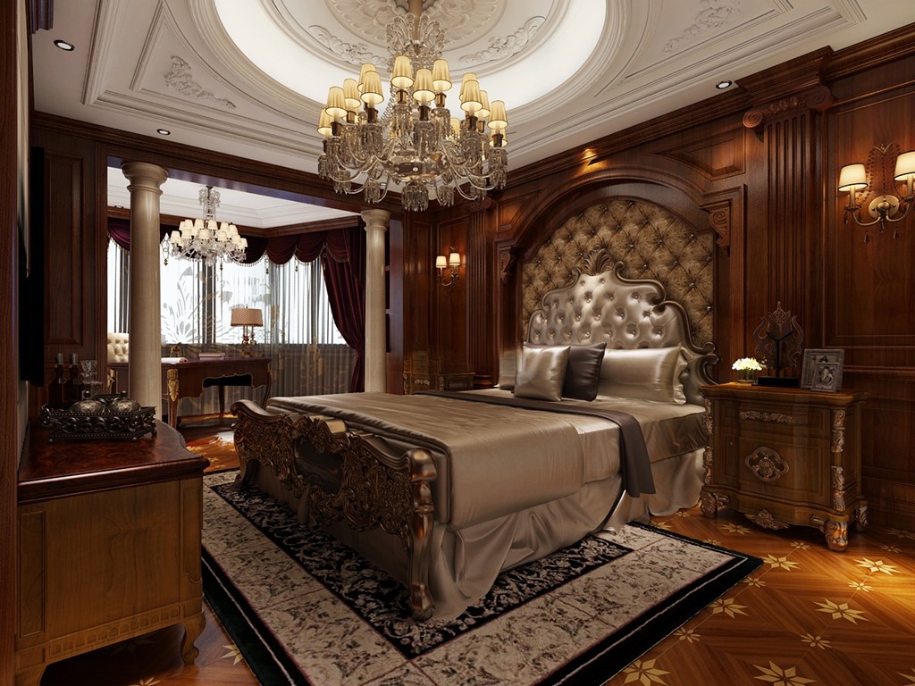 浦东东郊半岛270平欧式风格大平层卧室装修效果图