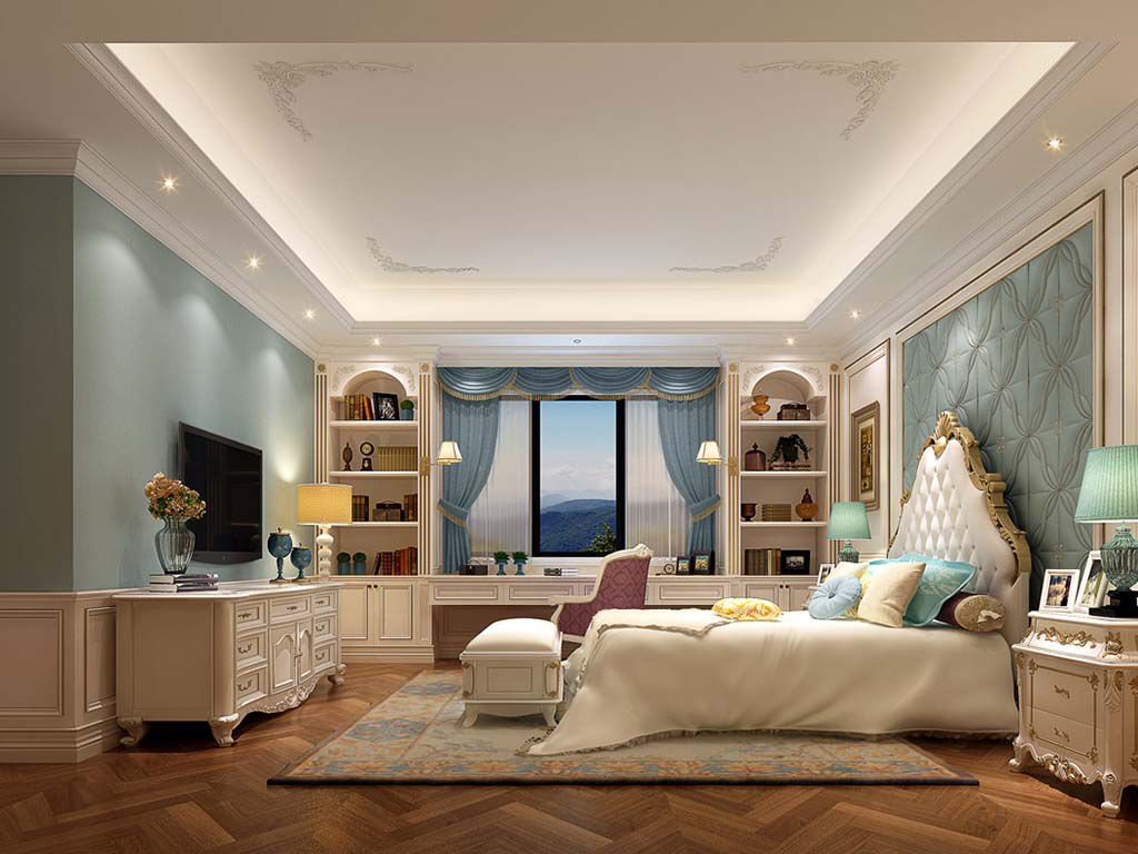 松江区紫都上海晶园520平欧式风格独栋别墅卧室装修效果图