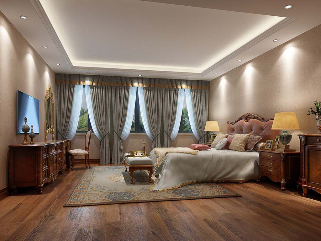 松江区紫都上海晶园520平欧式风格独栋别墅卧室装修效果图