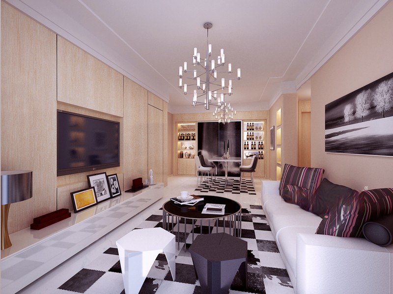 上海莱英北郡80平现代简约风格住宅客厅装修效果图