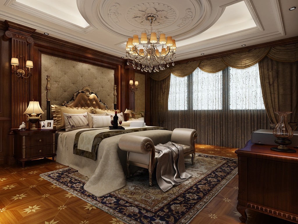 浦东东郊半岛270平欧式风格大平层卧室装修效果图